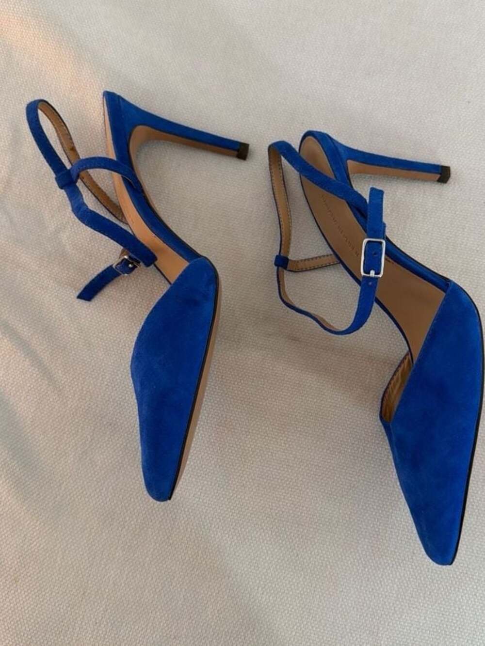 Banana Republic Blue Suede Pointed Toe Slingback Heels Size 7.5 - Picture 3 of 7